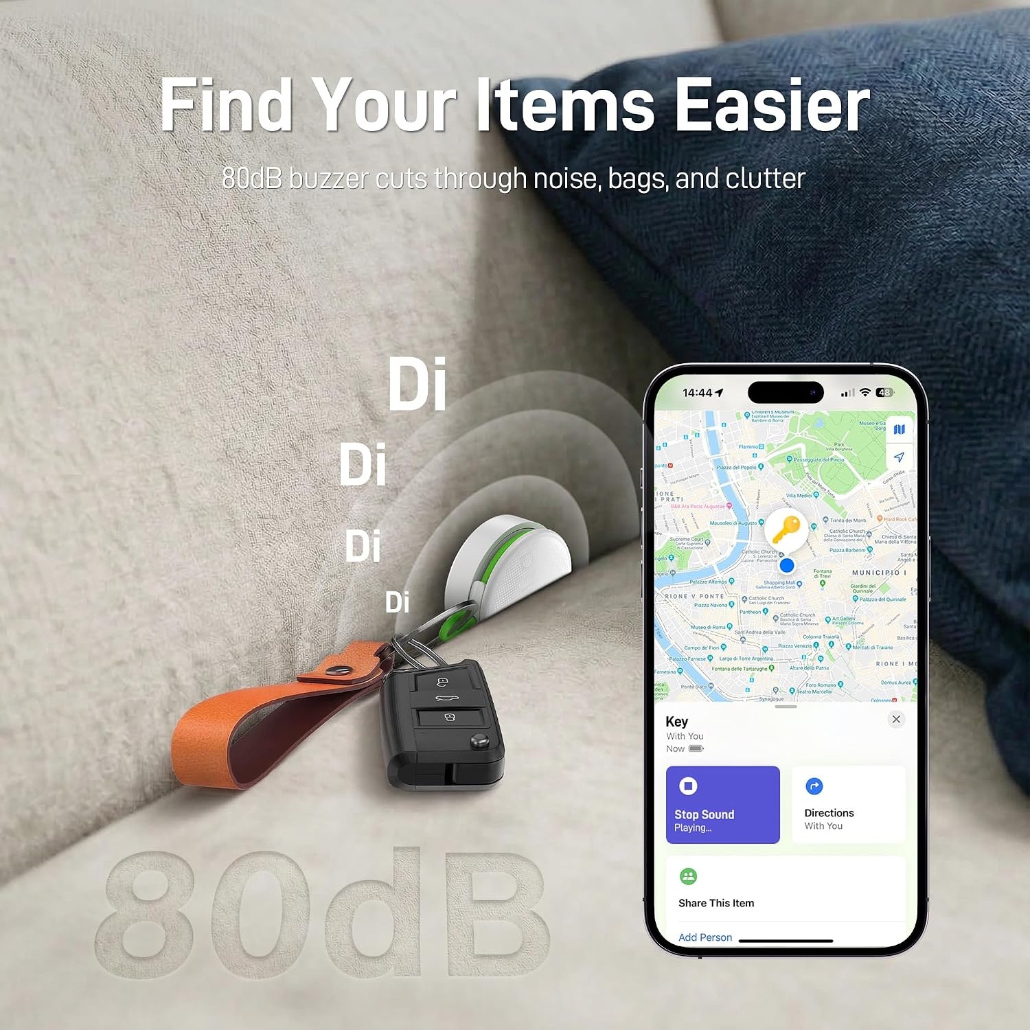 image:imageEpicka Tracker Tags with Adjustable Strap 2Year Battery 2 Pack Black  Works with Apple Find My iOS Only IP67 Waterproof NFCEnabled Item Finder for Keys Luggage Bikes and PetsWhite