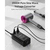 image:imageEPICKA 2000W Pure Sine Wave Voltage Converter 220V to 110V  Universal Travel Plug Adapter for EUUKAUJP 20W PD Fast Charging 2AC2USBA2USBC BlackBlack