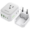image:imageEPICKA Thailand Travel Plug Adapter Foldable amp Detachable Type O Thailand VisaPlug 8in1 International Power Adapter with 4 USB Ports 2 USBC PD 20W Cruise Approved US to Thailand WhiteType Cfor most EuropeWhite