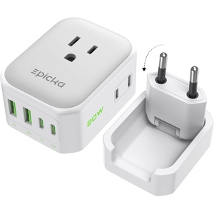 image:imageEPICKA Thailand Travel Plug Adapter Foldable amp Detachable Type O Thailand VisaPlug 8in1 International Power Adapter with 4 USB Ports 2 USBC PD 20W Cruise Approved US to Thailand WhiteType Cfor most EuropeWhite